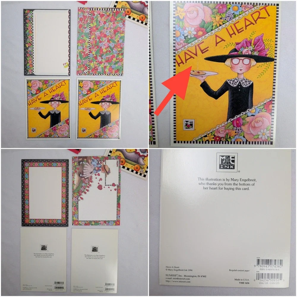 Vintage Mary Engelbreit Greeting Card Lot Valentine Sealed With A Kiss ME Ink